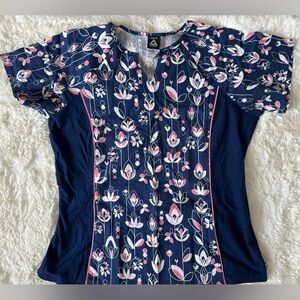 Stretchy floral scrub top